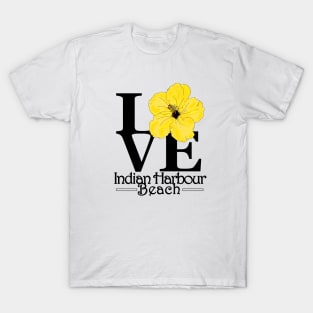 Indian Harbour Beach LOVE Yellow Hibisus T-Shirt